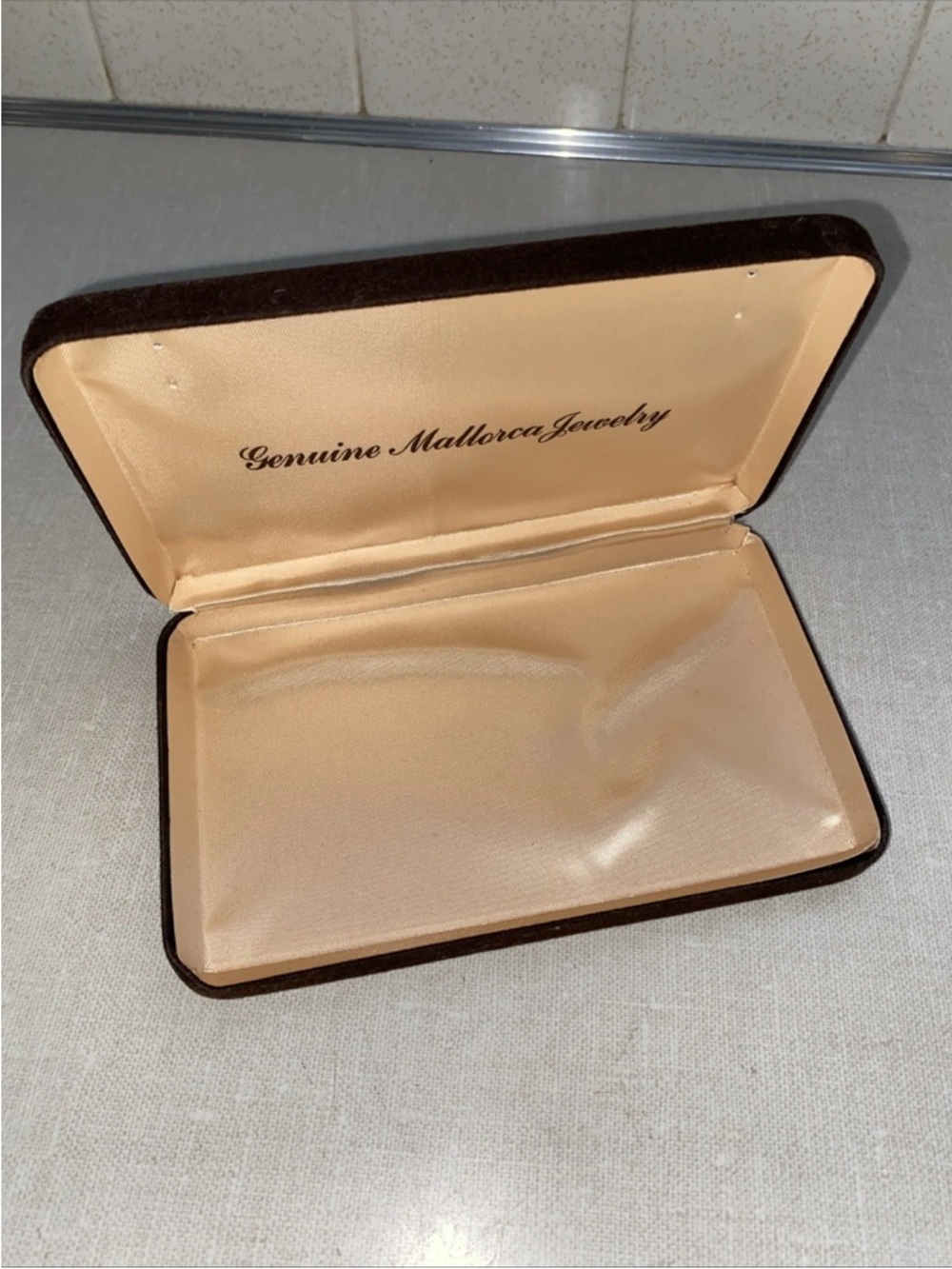 Mallorca Spain Original Velvet Brown jewelry Box ONLY Vintage